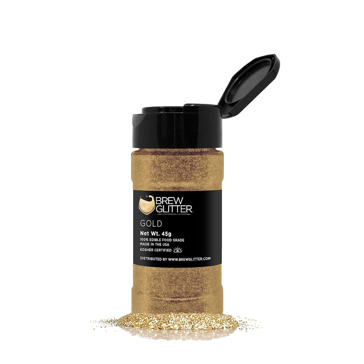Gold BREW GLITTER Edible Glitter For Drinks, Cocktails, Beer, Garnish Glitter &amp; Beverages | KOSHER &amp; HALAL Certified | 100% Edible &amp; Food Grade | Vegan, Gluten, Nut Free (45g Shaker, Gold)