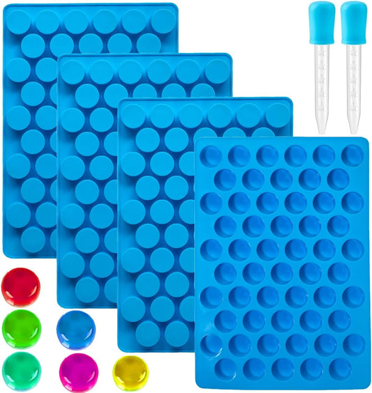 Round Gummy Candy Molds - 220 Cavity Silicone Candy Molds with 2pcs Dropper for Hard Candy