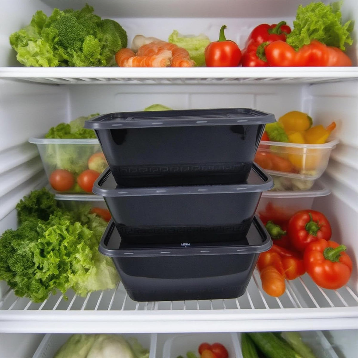 50 Packs 24 oz Disposable Meal Prep Containers with Lids,To Go Take Out Plastic Food Storage, Disposable Takeaway Boxes,Freezer, Dishwasher Safe Prep Containers