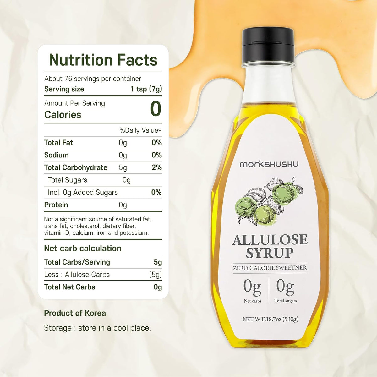 MONKSHUSHU Sugar Free Allulose Syrup &amp; Vanilla Bean Coffee Syrup Bundle | Sugar Free, Keto &amp; Vegan, Zero Calorie, Real Vanilla Bean, 0g Net Carbs, Monk Fruit Sweetened, 37.4 oz Total