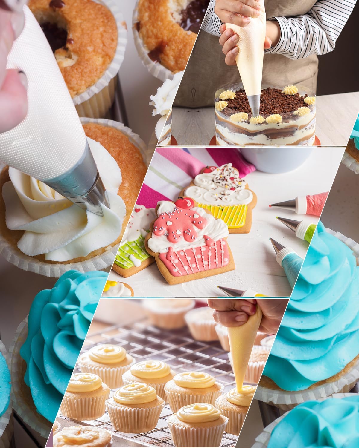 18 Inch Large Piping Bags Disposable, 100 Pieces Icing Bags, Tipless Piping Bags, Thickened Pastry Bags, Non-Slip &amp; Anti-Burst, Frosting Piping Bags for Cakes Cookies Decoration