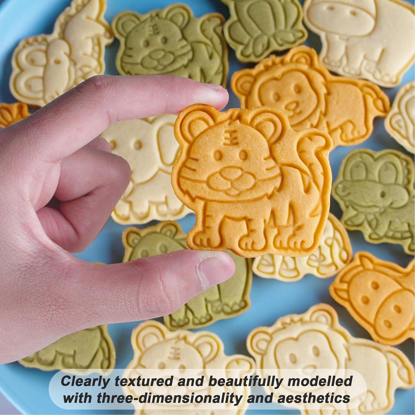 8 Pcs Animal Cookie Cutters Set Baking Molds 3D Animal Press type Cookie Cutter for Baking, Fondant, Cheese, and Pastries