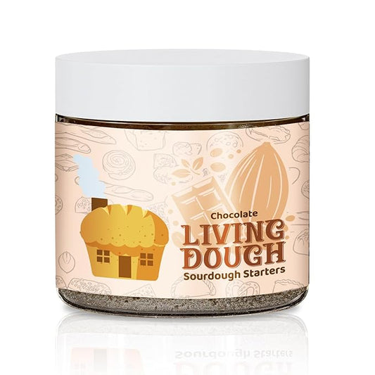Living Dough - Chocolate Whole Wheat Sourdough Starter - Active & Live Cocoa Organic Sourdough Starter for Baking - For