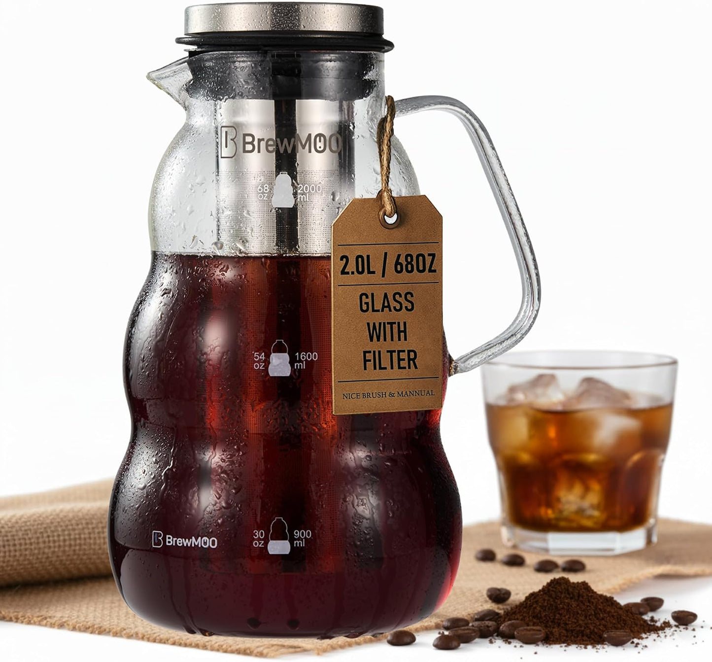 Sleek Wave 2.0 L/68 oz Cold Brew Coffee Maker Pitcher