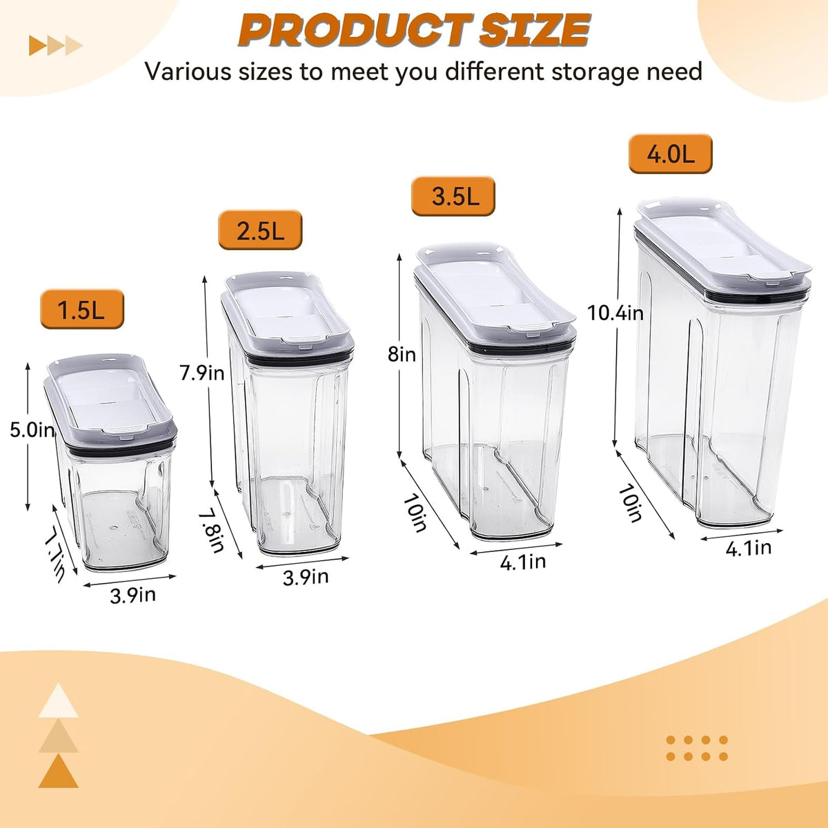 FreshKeeper Cereal Containers Storage Set, Airtight Food Storage Container with Lid 2.5L,2PCS BPA-FREE Plastic Pantry Organization Canisters for Rice Cereal Flour Sugar Dry Food in Kitchen…