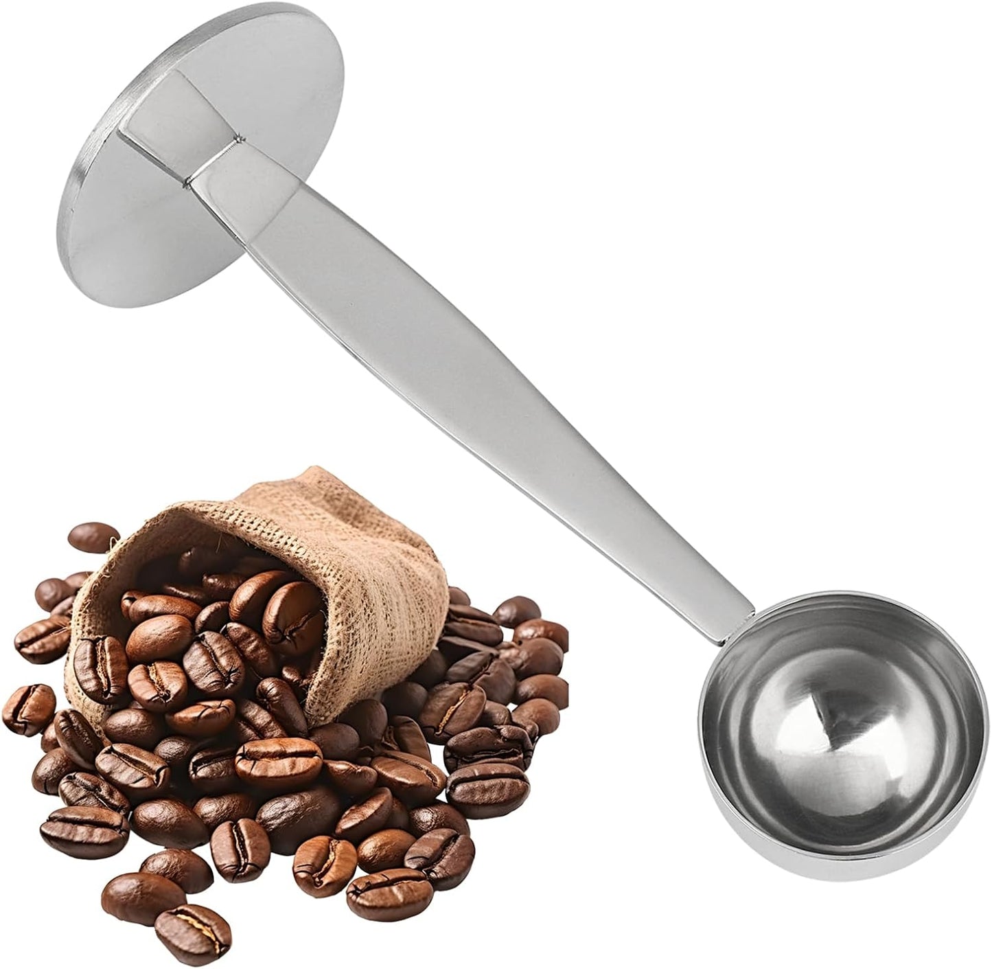 DFD 2-Inch-1 Coffee Scoops, 304 Stainless Steel Tablespoon Measure Spoon with Pressed Bottom for Coffee Bean Press Coffee Grinding Pressing（Silver15 ml）