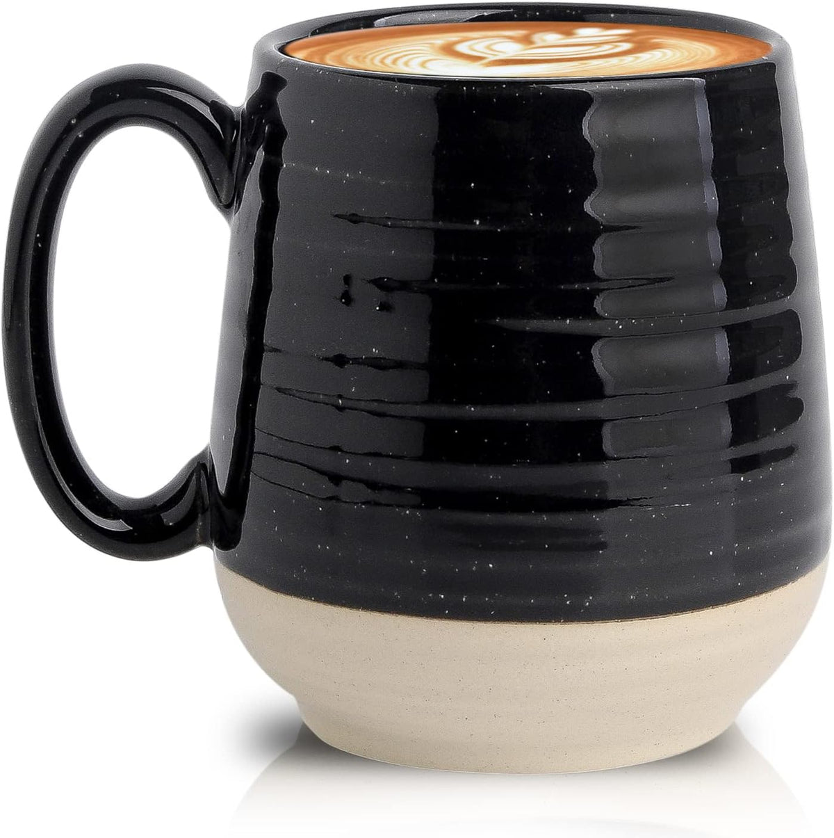 HASENSE Large Coffee Mug, 20 oz Ceramic Coffee Cup with Comfortable Handle for Office and Home, Ideal for Coffee Tea Latte, Dishwasher Microwave Safe, 1 PCS(Black)