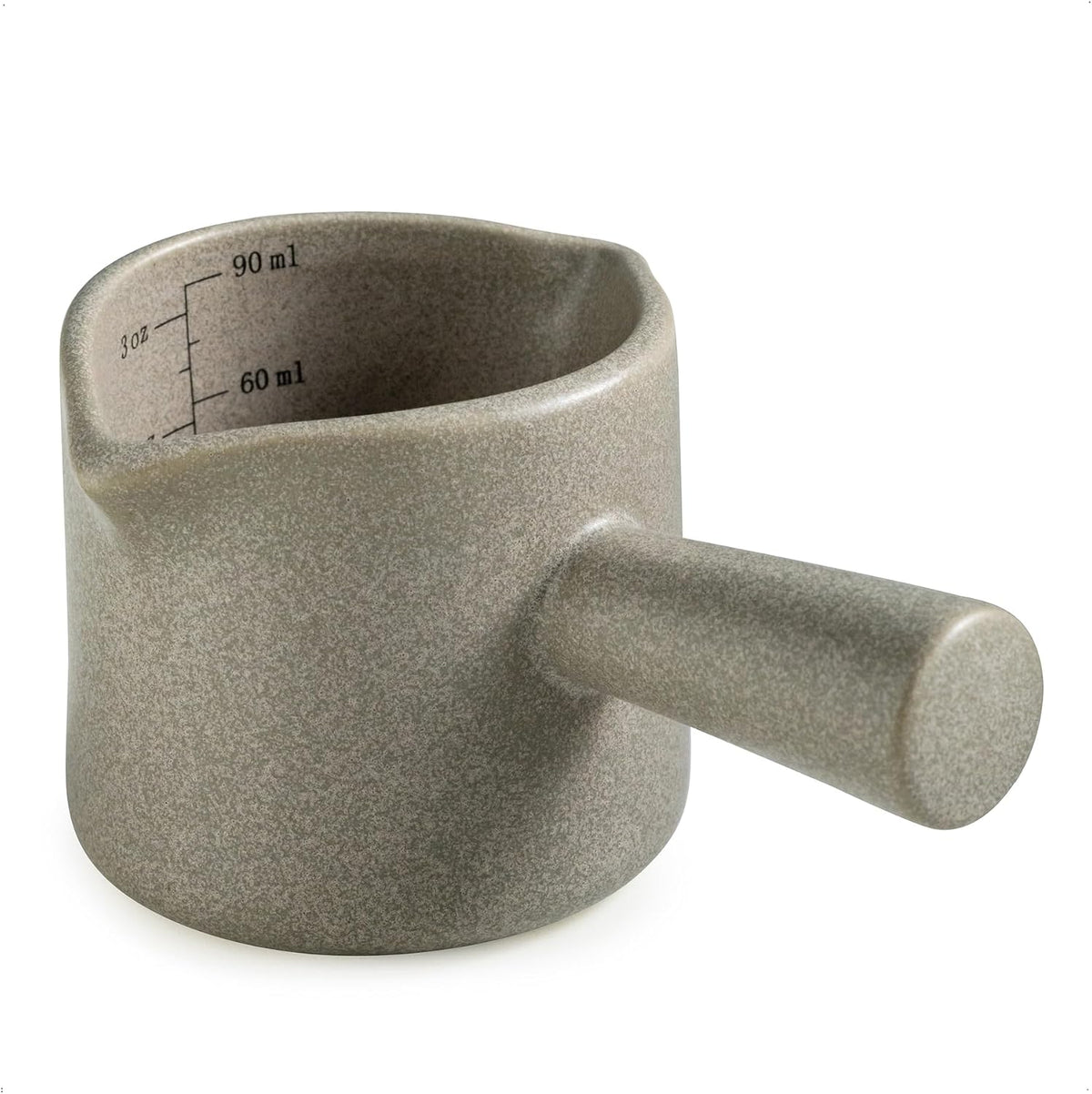 Espresso Cup 3 OZ, Ceramic Espresso Measuring Cup, Double Spouts | Espresso Shot Cup with Handle, Espresso Accessories, Dual Measurement Scale, Cute Espresso Pour Cup, Gray