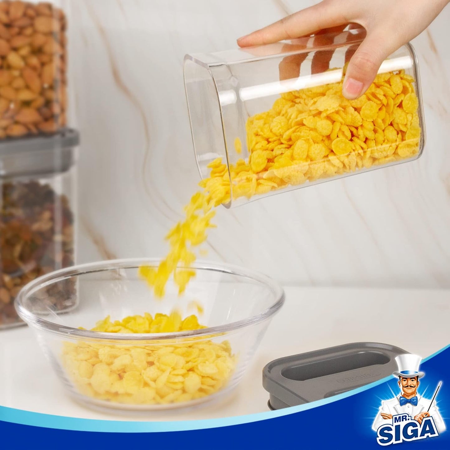 MR.SIGA 4 Pack Airtight Food Storage Container Set for Pantry Organization