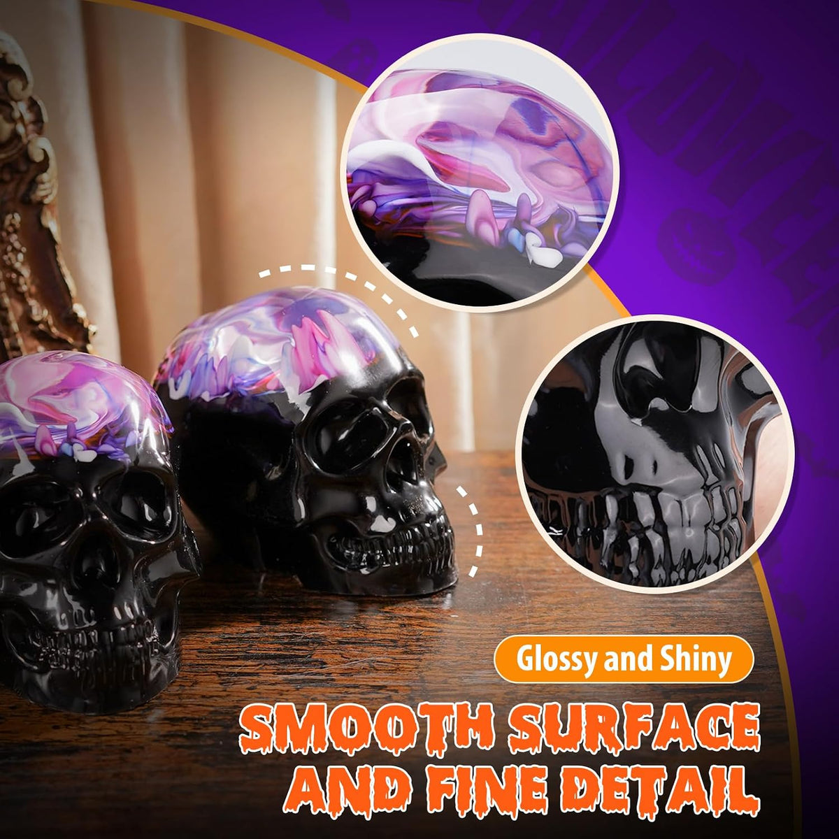 LET'S RESIN 3D Skull Resin Molds, 4 Size Silicone Mold Set for Epoxy Resin