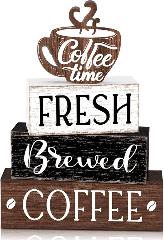Farmhouse Coffee Bar Accessories Decorations Rustic Coffee Wood Sign Cafe Table Centerpieces Rustic Cafe Bar Decorations for