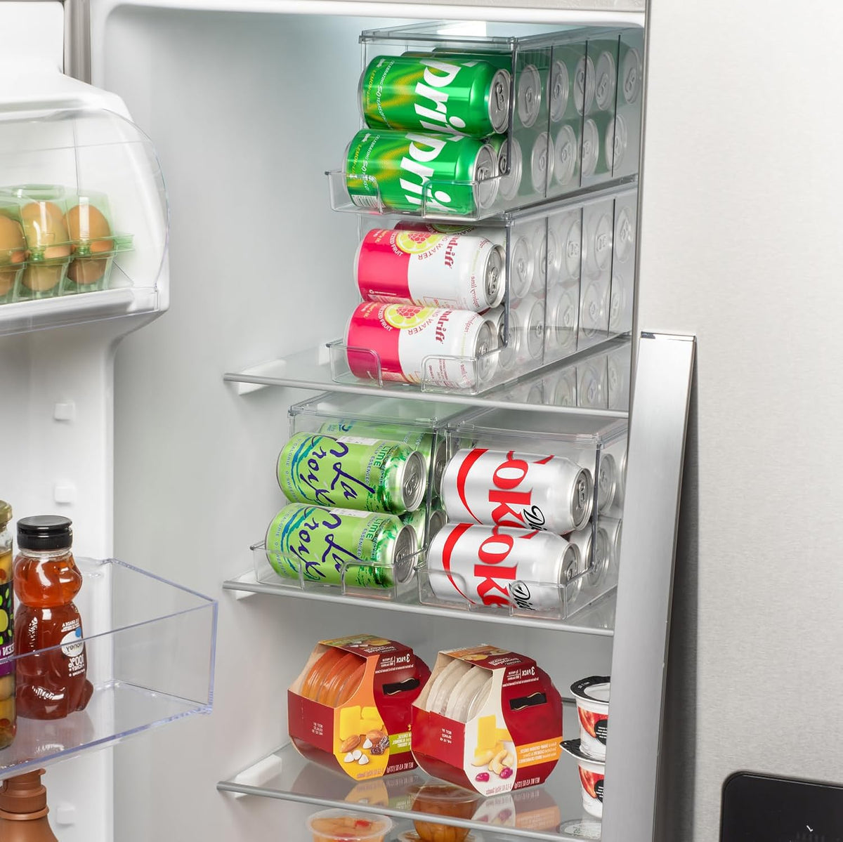 ClearSpace Soda Can Organizer & Soda Can Dispenser for Refrigerator - Fridge Organizer & Stackable Drink Organizer for Fridge or Refrigerator - Holds 12 Cans Each, BPA Free - 2 Pack
