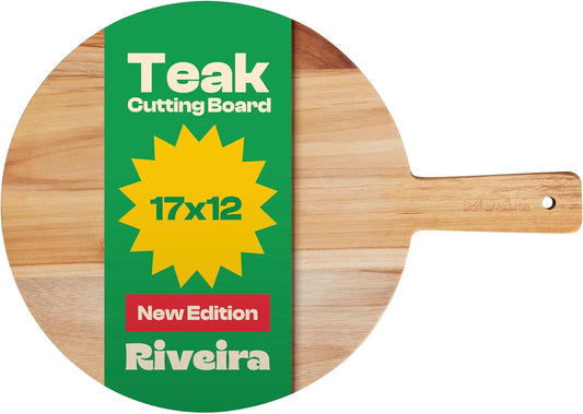 Riveira Teak Wood Cutting Board – Gourmet Teak Grandeur: 17 x 12 Wooden Cutting Board – Natural Wooden Cutting Boards For
