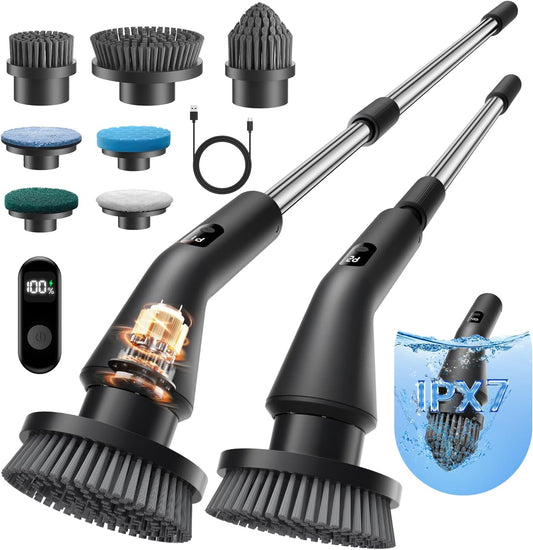 Leebein Electric Spin Scrubber, 2025 Upgraded Cordless Cleaning Brush Scrubber, IPX7 Waterproof Power Scrubber with 7 Brush