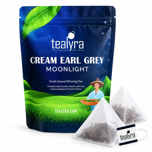 Tealyra | Cream Earl Grey Moonlight Black Tea, 25 Pyramid Tea Bags