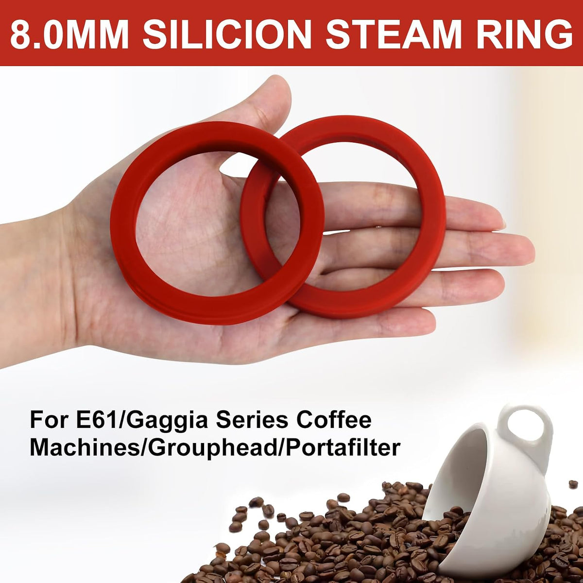 E61 Gasket 8.0mm Group Head Gasket for Gaggia, Red