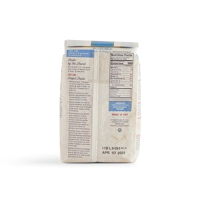 DeLallo Shellbows Semolina Pasta, 1 Pound Bag, 7 Pack, Product of Italy, Made with Durum Wheat Flour, Shell-Shaped Noodles