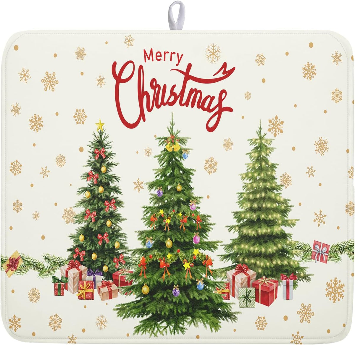 Merry Christmas Dish Drying Mats for Kitchen Counter 16x18 Inch Christmas Tree Dish Drainer Mats Dry Pad Xmas Forest Drying