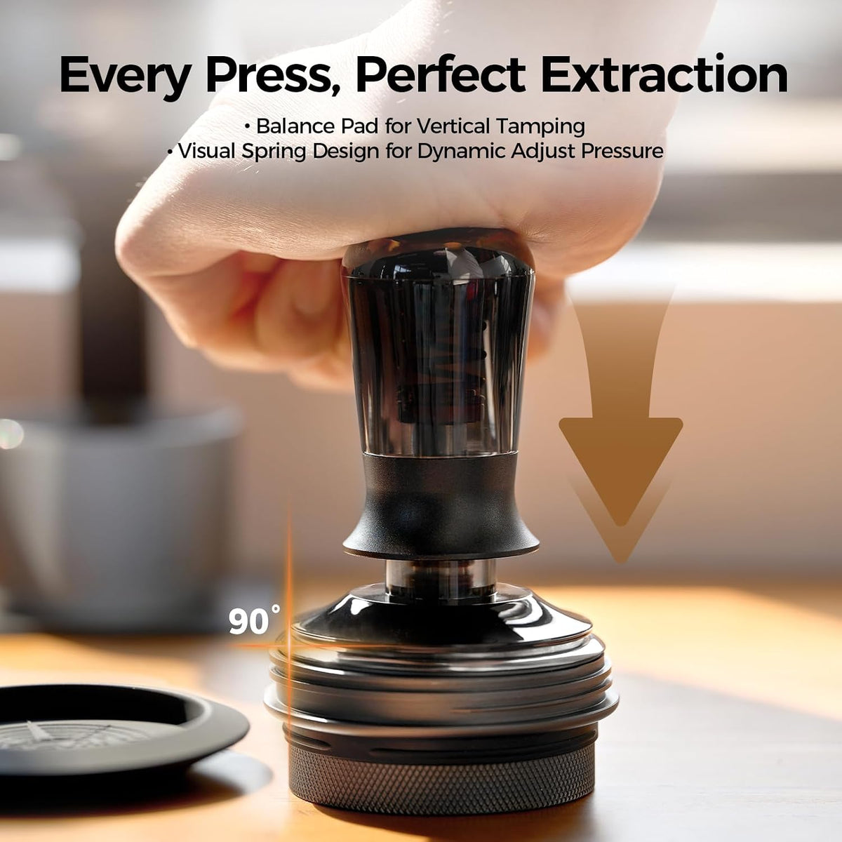 IKAPE 53mm Semi-Transparent Coffee Tamper for Espresso, Spring Calibrated with Threaded Premium Stainless Steel Base, Suitable for 54mm Breville Bottomless Portafilters(New Upgrade)