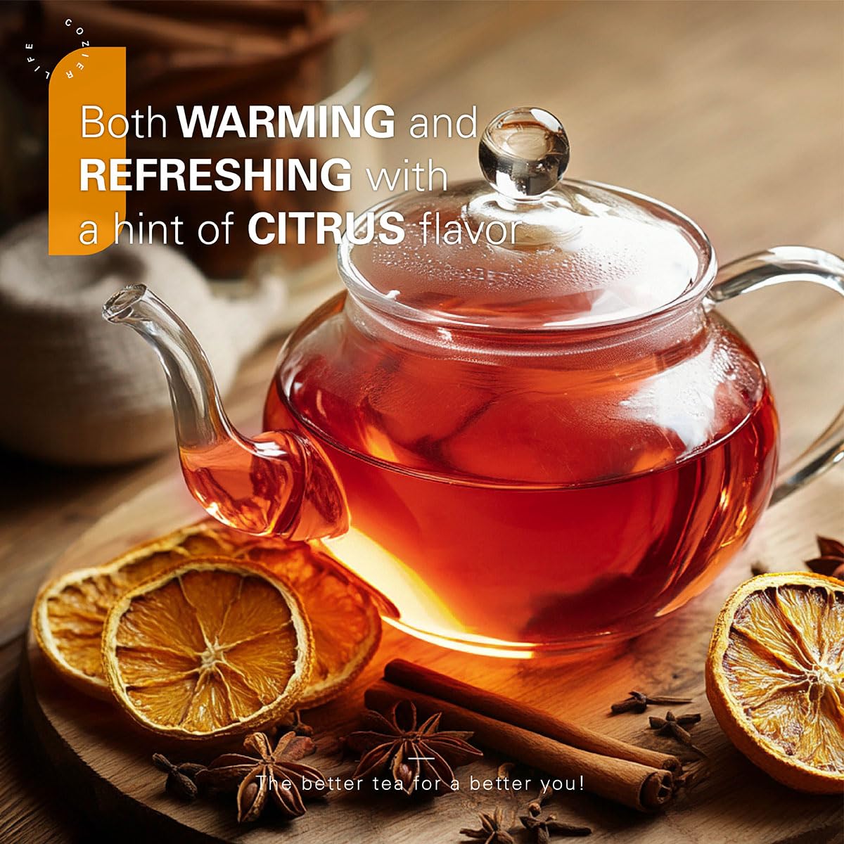 WT WEETEE Orange Spice Herbal Tea Bags 50count, Caffeine-free w/o Black Tea | Warming Winter Blend Perfect for Holidays, Hot or Iced, Sweet Spiced Citrus Tea with Cinnamon, Clove, Hibiscus &amp; Orange Peel