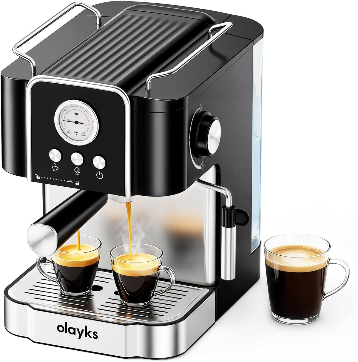 Espresso Machine 20 Bar, Professtional Espresso Coffee Maker with Milk Frother Steam Wand for Latte, Cappuccino, Espresso Maker with 1.8L Removable Water Tank, Gift for Dad or Mom