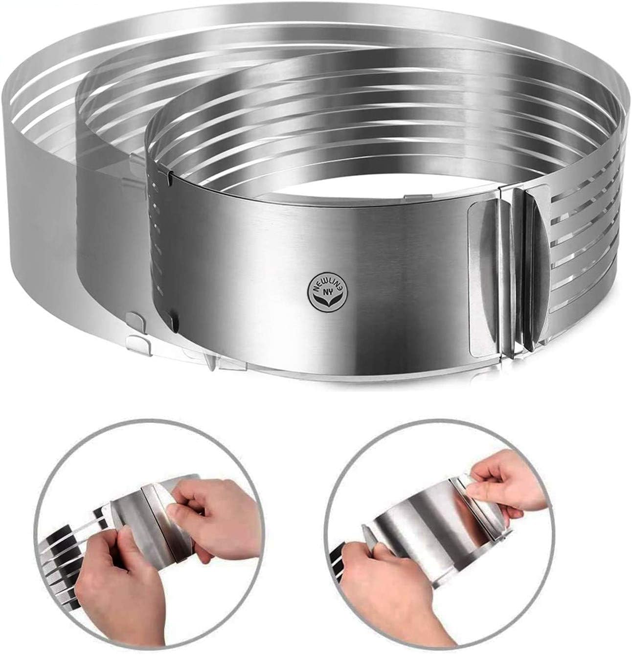 Stainless Steel Mousse Cake Rings 2 Pieces Cakes Slicer Adjustable Multilayer Circular Molding Plating Forming Round Pastry Rings, Set of 2 (10 to 12” + 6 to 8” x 3.2” H)