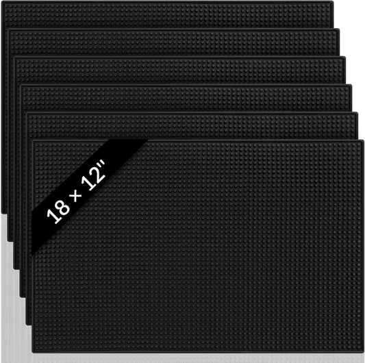 Tioncy 4 Pack Bar Mats, 18 x 12 Inch Black Countertop Service Liners