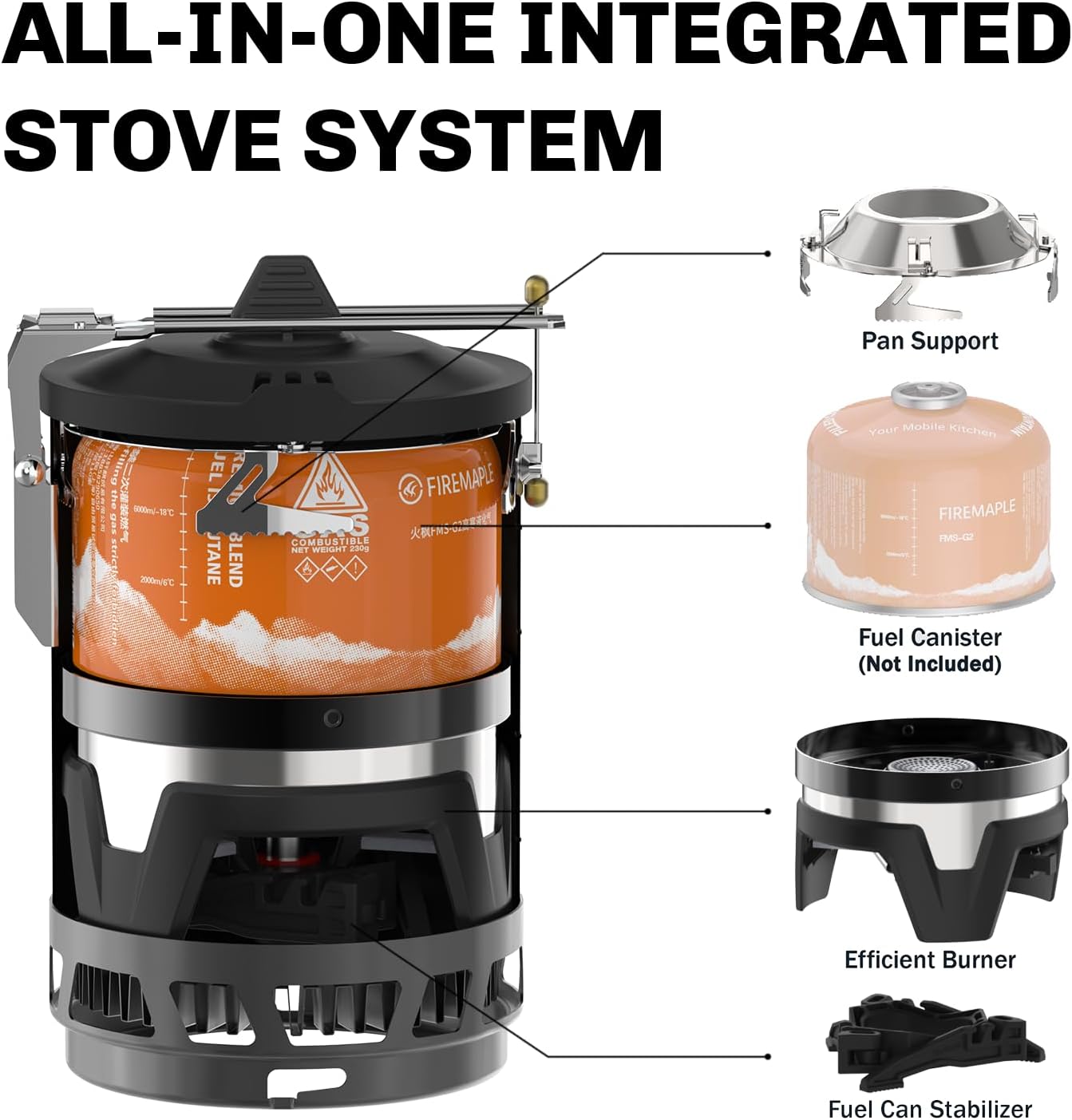 Fire-Maple Fixed Star 2 Pro Backpacking Camping Stove System, Black 19.8oz