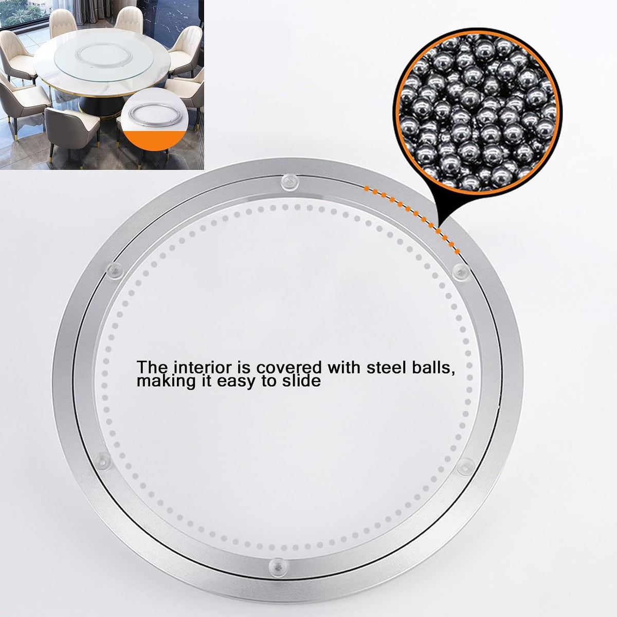 Lazy Susan Hardware Aluminum Rotating Turntable Bearings Swivel Plate Bearing for Dining-Table and Workbench (14 Inchs) …