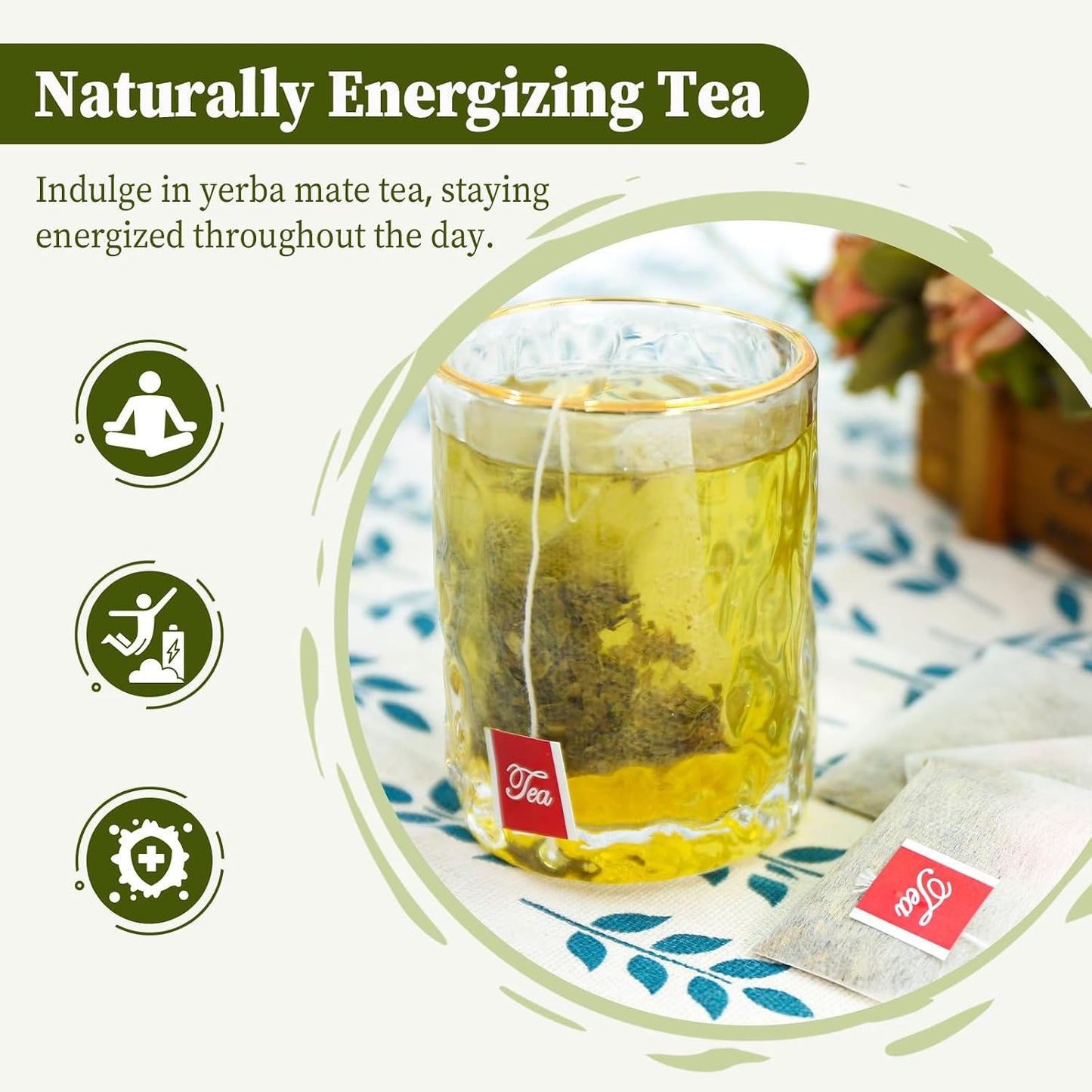 FullChea - Yerba Mate Tea, 40 Count,Unsmoked, Cultivated From Argentina | Unsmoked yerba mate, rich in antioxidants and plant nutrients, suitable for daily energizing tea