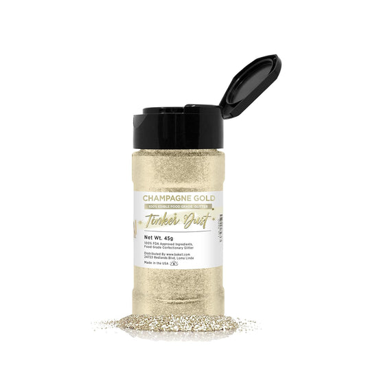 BAKELL Champagne Gold Edible Glitter, 45 Grams | TINKER DUST Edible Glitter | KOSHER Certified | 100% Edible Glitter |