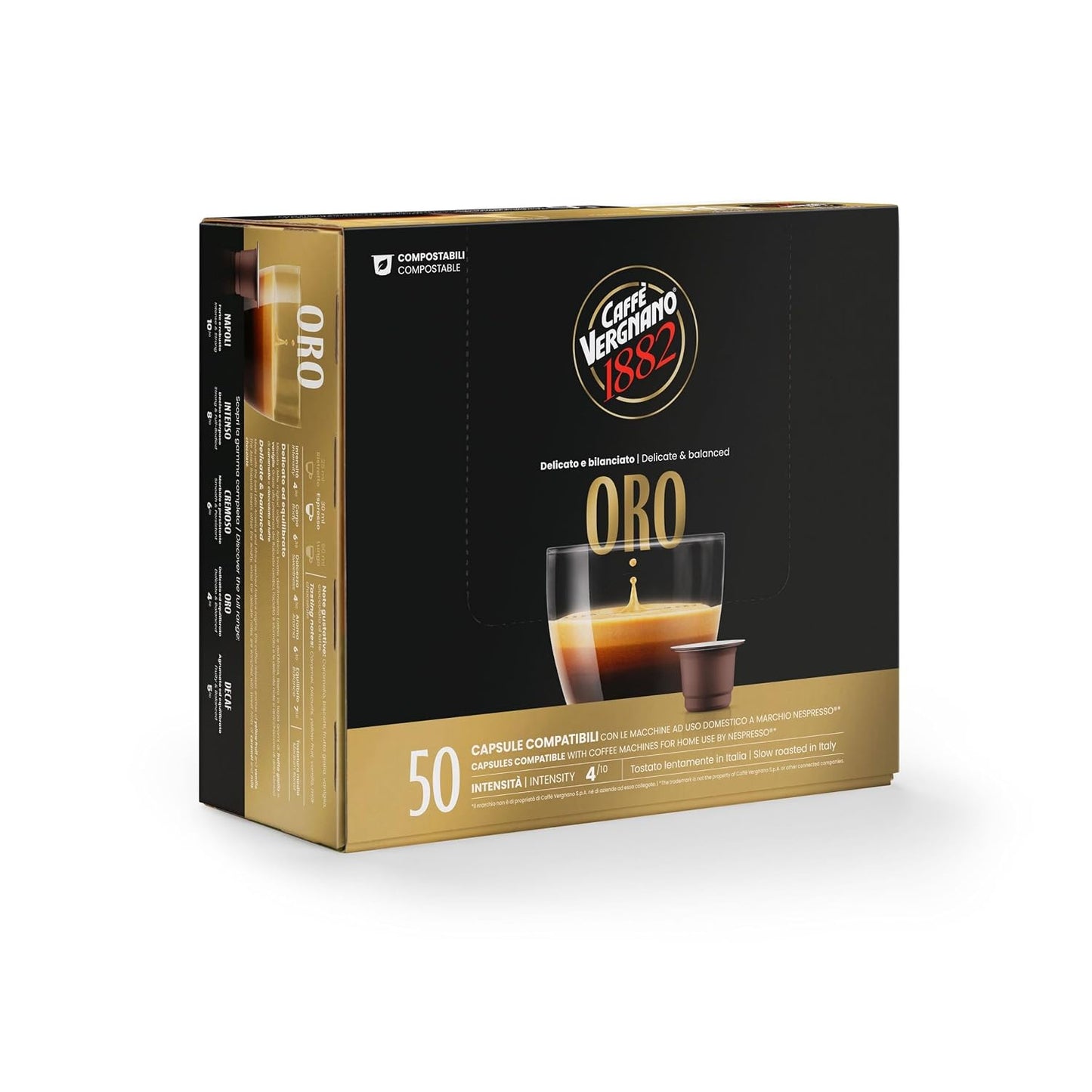 Caffe Vergnano Oro Espresso Pods, Nespresso Original Compatible, 50 Ct