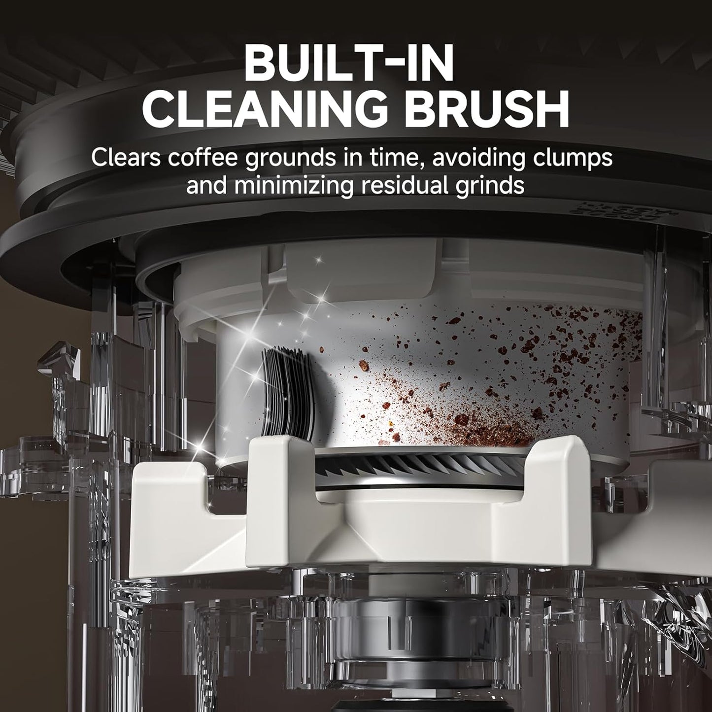 AMZCHEF Burr Coffee Grinder, 48 Settings, Less Static Mess, Metallic Silver | 40mm Burr, Low Retention, 0.5s LED Timer, Stainless Steel Body, Fit 51-54/58 Espresso Portafilter, Cleaning Brush Included