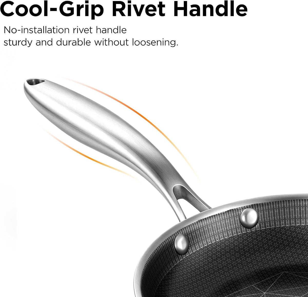 COOKER KING Non-toxic Frying Pans Set of 3 (8+10+12 Inch), Tri Ply Stainless Steel Pans, Induction Pan Set, Chef's Pan, Skillets Dishwasher & Oven Safe, Stay-Cool Handles, Compatible with All Cooktops