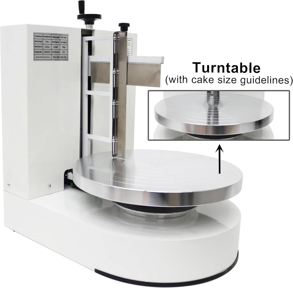 TECHTONGDA Cake Frosting &amp; Smoothing Machine Stainless Steel Scraper 110V
