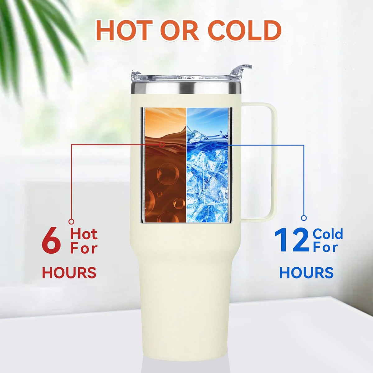HASLE OUTFITTERS 40 oz Stainless Steel Tumbler with Handle, Vacuum Insulated Tumblers Bulk, Reusable Double Wall Travel Coffee Mug, Durable Powder Coated Water Bottle(Beige, 8)