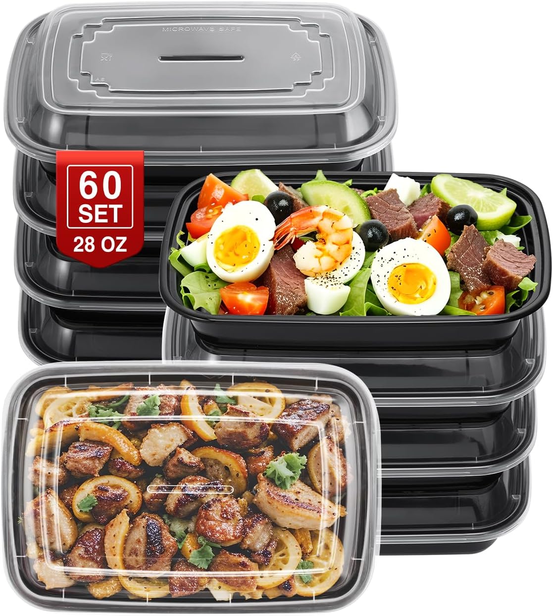 NEEBAKE 60 Set 28 oz Meal Prep Containers with Lids, Food Storage Container