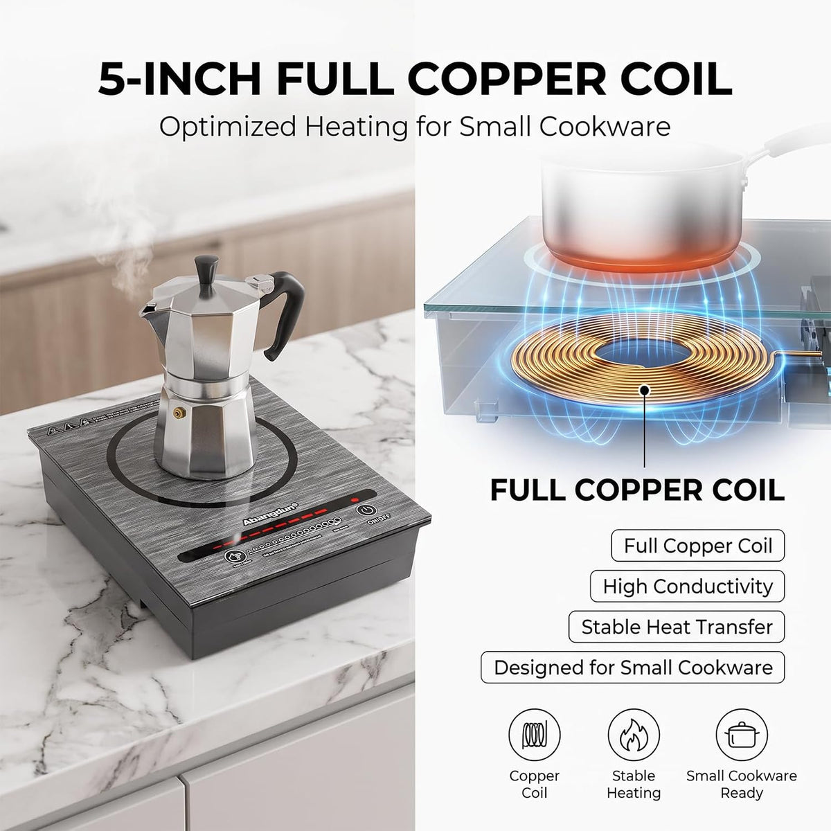Mini Induction Cooktop, 500W /110V Mini Electric Countertop Burners Portable Small Induction Hot Plate