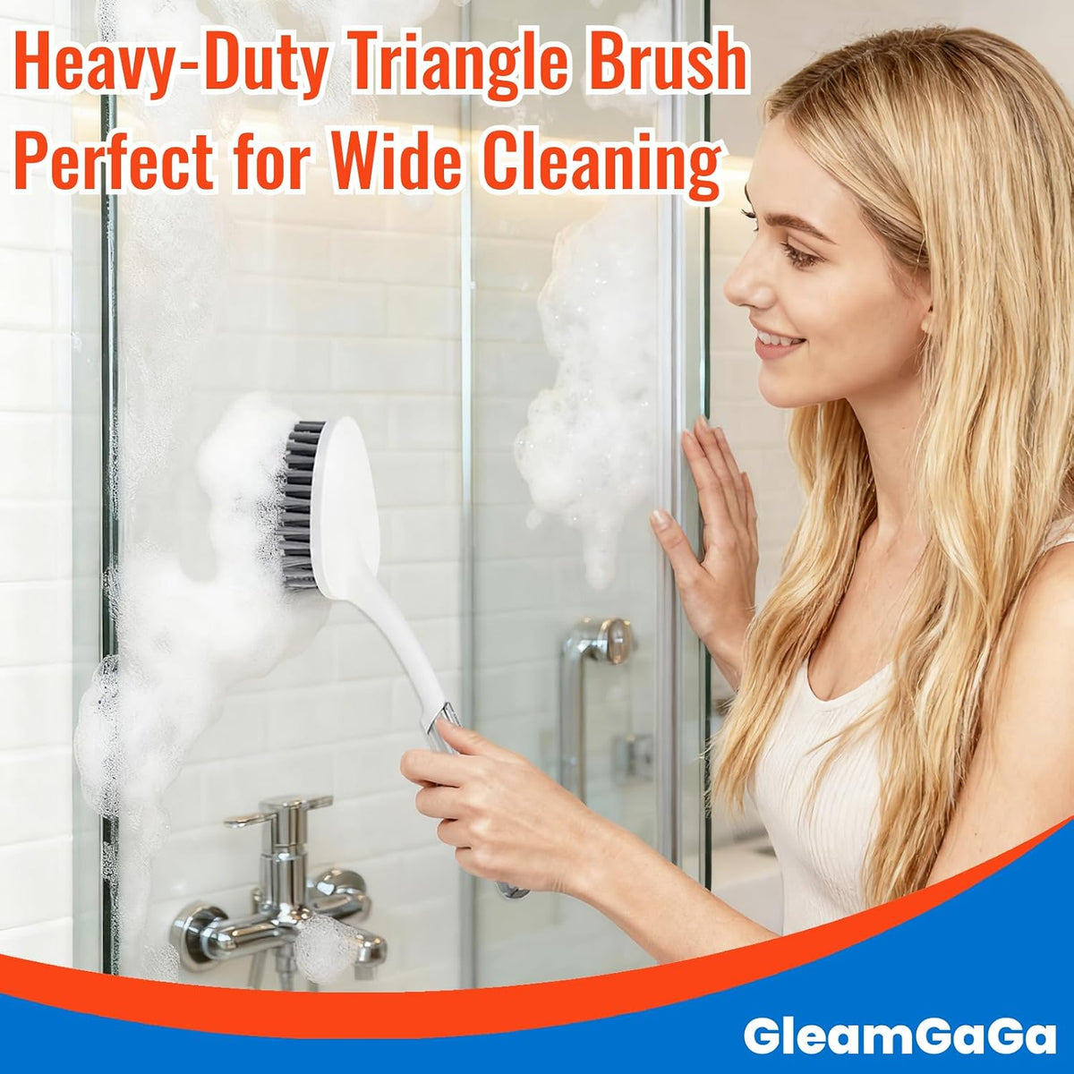 3 Pack Shower Brush for Cleaning, Heavy-Duty Scrub Brush Set for Bathroom