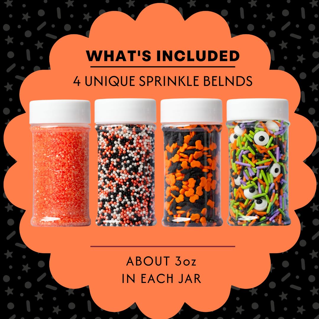 Sweets Indeed Halloween Sprinkles 4 Pack, Sugar &amp; Candy Eyeballs 11.57oz