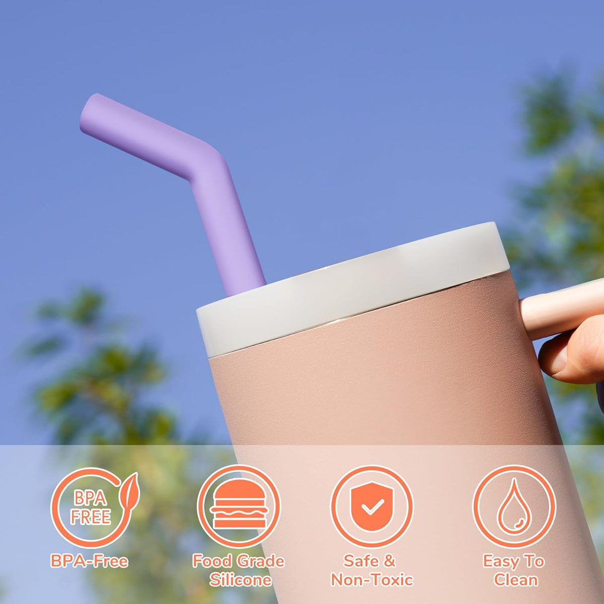 Tomorotec 6PCS Silicone Tip Stainless Steel Straws for 40oz Stanley Tumblers with 2 Cleaning Brushes, 13" Long BPA-Free Healthy & Safe for Outdoor & Home Use, Enhances Drink Enjoyment (Macaron Colors)