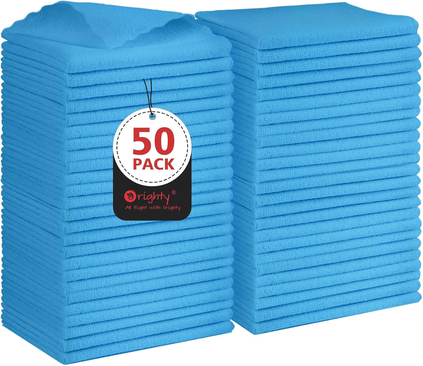 Orighty Cleaning Cloths, Shop Towels 50 Pack, Shop Rags Reusable, Microfiber Cleaning Rags Bulk for Cars, Multi-Purpose Lint