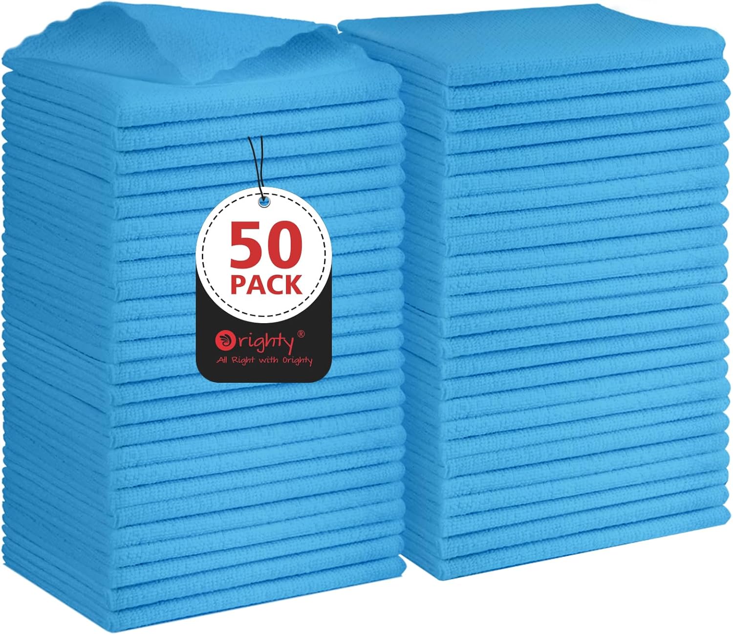 Orighty Cleaning Cloths, Shop Towels 50 Pack, Shop Rags Reusable, Microfiber Cleaning Rags Bulk for Cars, Multi-Purpose Lint