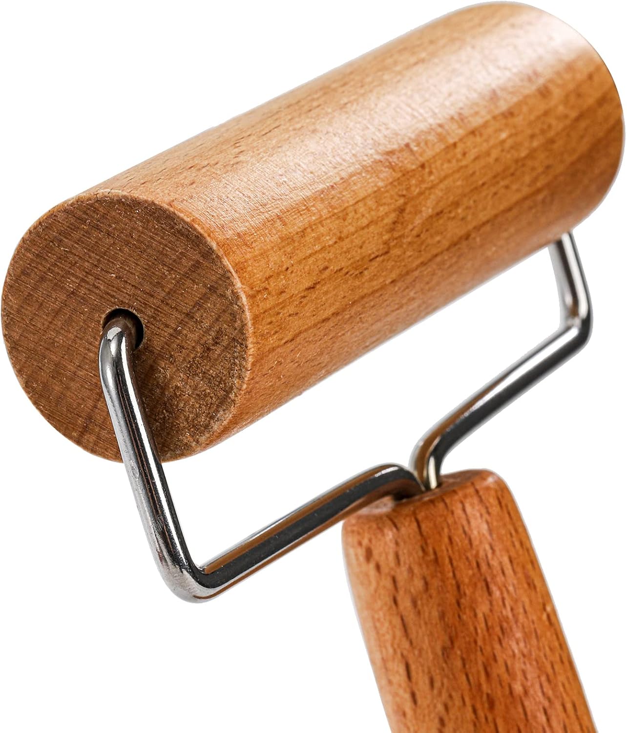 Hiceeden Set of 2 Pizza Dough Roller & Dough Docker, Stainless Steel Dough Hole Maker Puncher Wooden Rolling Pin for Pizza,