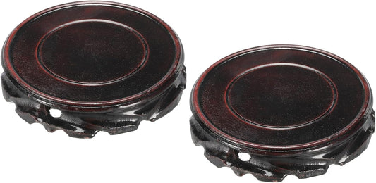 MECCANIXITY Wooden Display Stand Base Stand Holders 110mm/4.33 inch Diameter Black for Vase Bonsai Stone Furniture Stable