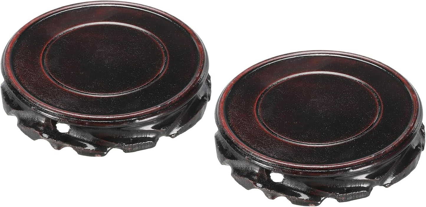 MECCANIXITY Wooden Display Stand Base 110mm/4.33" Diameter Black 2Pcs | Stand Holders for Vase Bonsai Stone Furniture Stable Home Decoration