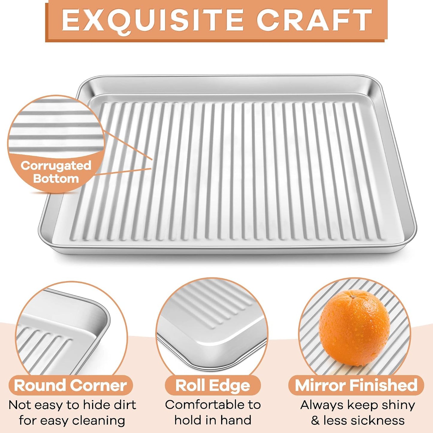 P&amp;P CHEF Baking Pan with Wire Rack, Oven Sheet Tray, 12.5 x 9.7 x 1 Inch | Stainless Steel Bacon Pan with Cooling Rack for Cooking Roasting Cookie, Dishwasher Safe &amp; Easy Clean,Heavy Duty &amp; Healthy