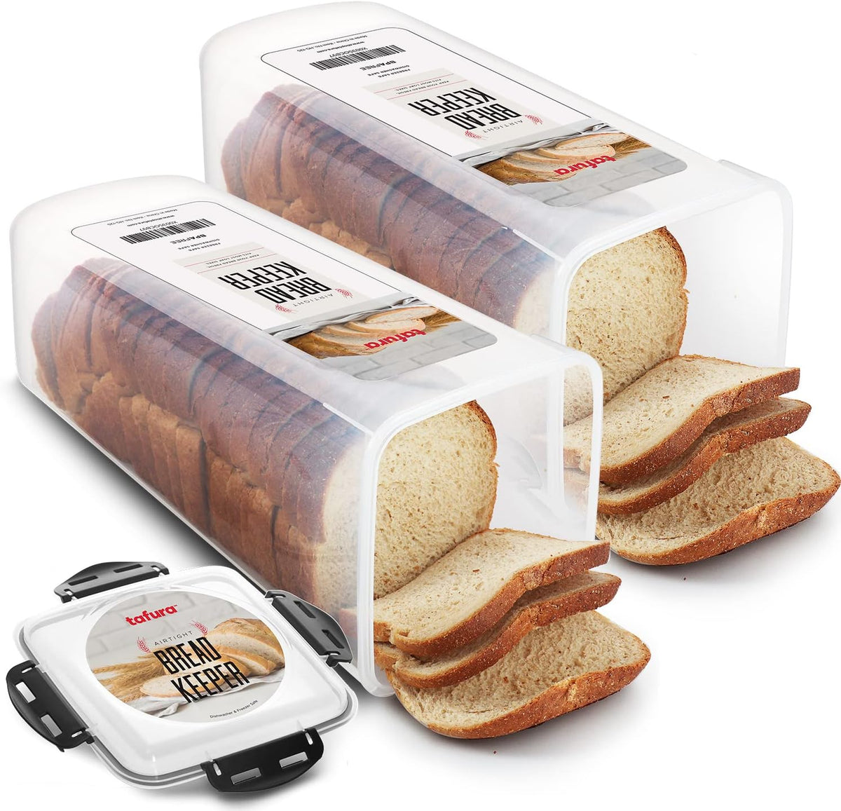 Tafura Bread Containers, 2 Pack, 5 L, Airtight BPA-Free Bread Boxes