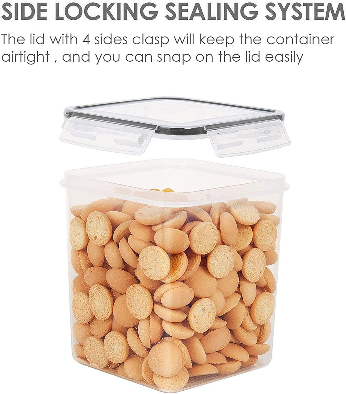 Vtopmart 2.5 L Flour Sugar Storage Containers, 4 PCS, Black