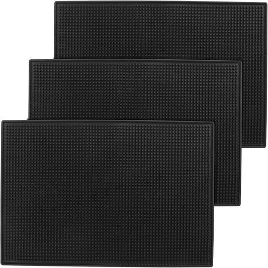 3 Pack Rubber Mats, 18" x 12" Black Bar Service Spill Mat for Countertop, Efficient and Stylish Solution for Every